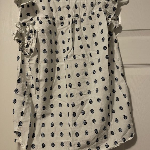 Just Living White and Blue Blouse size m - Picture 2 of 2